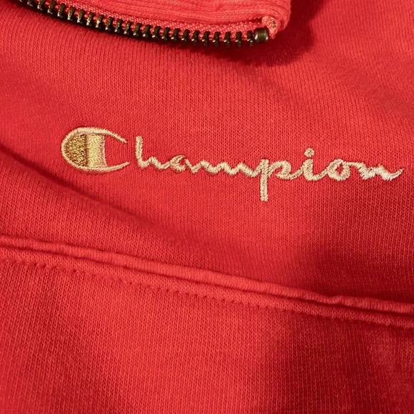 NWOT. Women’s Champion 1/4 Zip Salmon/pink Pullover Sweatshirt. Logo. Large. - Picture 9 of 10